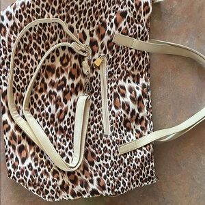 Leopard Print Tote Bag with Cream Accents